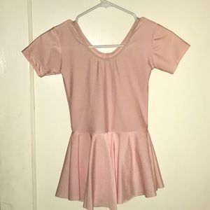 Kids Short Sleeves Ballet Leotard with Mini Skirt